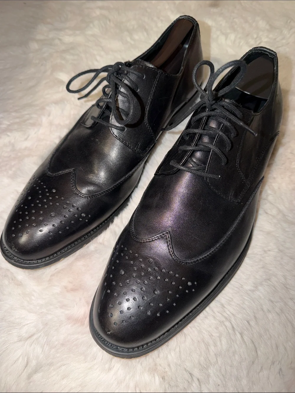 Asher Green men’s 10.5 black leather wingtips